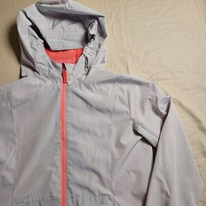 Athleta‎ Girl Windbreaker Grey With Red Mesh Lining Hood Size XL/14